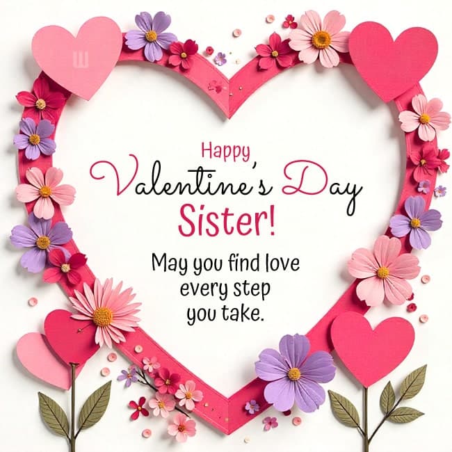 Happy Valentine's Day, Sister! May you find love every step you take.