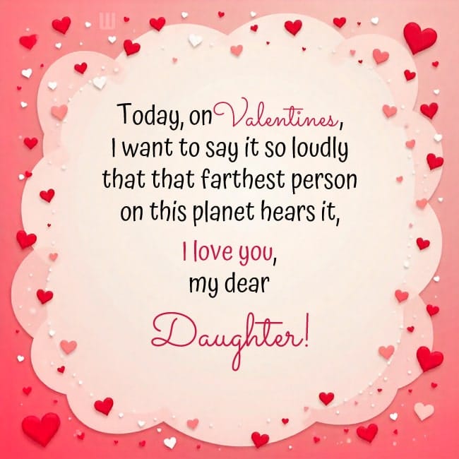 a special Valentine card for daughter to share with her on social media.